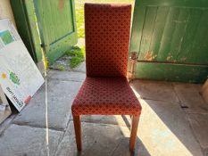 Patterned Red Fabric Dining Chair x4 - NO RESERVE