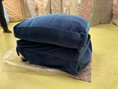 Otto Large Rectangular Footstool In Prussia Blue Cotton Matt Velvet