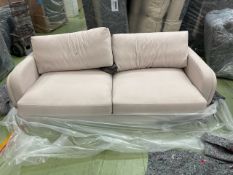 Boston Curved Arm 3 Seat Sofa In Moon Smart Cotton