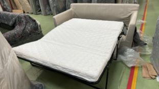 Beige Herringbone Weave 2 Seat Sofa Bed