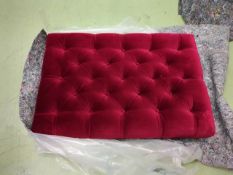 Valentin Rectangular Footstool In Claret Cotton Matt Velvet