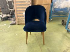 Darcy Dining Chair In Prussian Blue Cotton Matt Velvet
