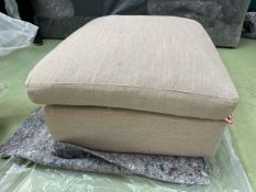 Long Island Medium Rectangular Footstool In Cashew Baylee Viscose Linen
