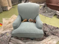 Snowdrop Small Armchair Lagoon Brushed Linen Cotton