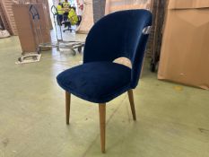 Darcy Dining Chair In Prussian Blue Cotton Matt Velvet