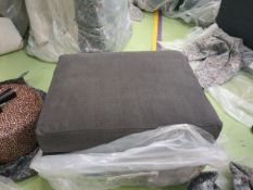 Aissa Medium Rectangular Footstool In Charcoal Brushed Linen Cotton