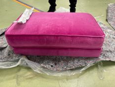 Bluebell Medium Rectangular Footstool In Peony Cotton Matt Velvet