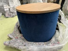 Ringo Storage Drum In Prussian Blue Cotton Matt Velvet