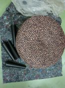 Jack Small Round Footstool In Leopard Velvet
