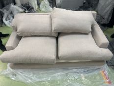 Isla 2 Seat Sofa Bed In Taupe Brushed Linen Cotton