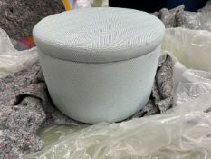 Luna Small Round Storage Footstool In Herringbone Weave