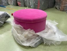 Luna Small Round Storage Footstool In Prussian Rose Smart Velvet