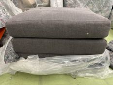 Aissa Medium Rectangle Footstool In Charcoal Brushed Linen Cotton