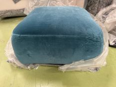 Carmel Medium Square Footstool In Deep Turquoise Cotton Matt Velvet