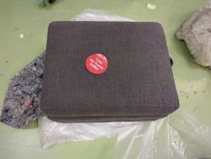 Aissa Medium Rectangular Footstool In Charcoal Brushed Linen Cotton