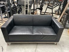 NO RESERVE Black Leather Appearance Sofa