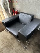 NO RESERVE Leather and Chrome Reception Armchairs