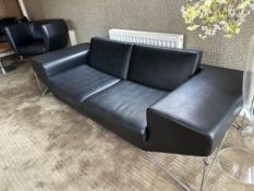NO RESERVE Leather and Chrome Reception Sofa