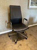 NO RESERVE Black Leather and Chrome Executive Office Chair