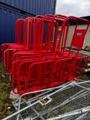 5 x Red Steel pedestrian Barriers Walk Though - with gate