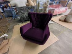 Emerald Swivel Armchair In Purple Crushed Velvet