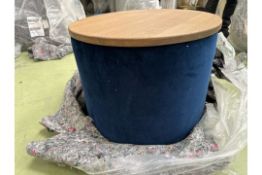 Ringo Storage Drum In Prussian Blue Cotton Matt Velvet