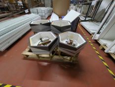 NO RESERVE - 4 x Uplight Hexagon Display Stools