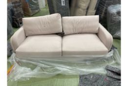 Boston Curved Arm 3 Seat Sofa In Moon Smart Cotton