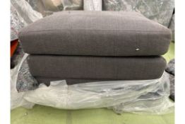 Aissa Medium Rectangle Footstool In Charcoal Brushed Linen Cotton
