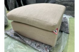 Long Island Medium Rectangular Footstool In Cashew Baylee Viscose Linen