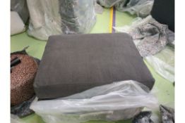 Aissa Medium Rectangular Footstool In Charcoal Brushed Linen Cotton