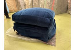 Otto Large Rectangular Footstool In Prussia Blue Cotton Matt Velvet