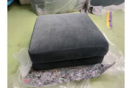 Isla Small Square Footstool In Armour Smart Velvet