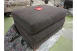 Aissa Medium Rectangular Footstool In Charcoal Brushed Linen Cotton