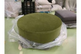 Luna Large Round Footstool In Meadow Smart Velvet
