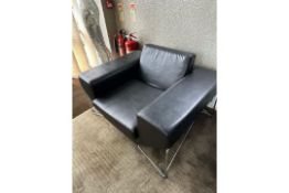 NO RESERVE Leather and Chrome Reception Armchairs