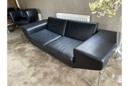 NO RESERVE Leather and Chrome Reception Sofa