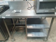 Stainless Steel Table On Casters With Bin Chute & Splashback
