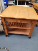 Square table with drawer and slide out leaf