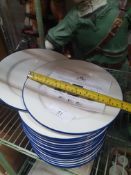 24 x 23cm white plates - blue rim