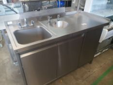 Stainless Steel Double Sink Unit With Cupboard