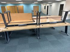 NO RESERVE 7 x Wave Curved Pine Effect Office Desks