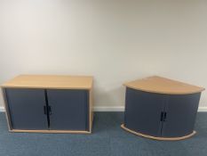 Pair Of Pine Effect Tambour Storage Cabinets
