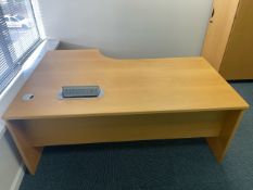 NO RESERVE Pine Effect Curved Radial Office Desk With Power Supply