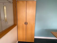 Tall Wooden Cabinet With Adjustable Shelves