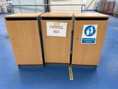 3 x Wooden Confidential Waste Bins