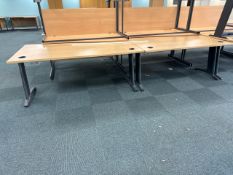NO RESERVE 6 x Wave Curved Pine Effect Office Desks