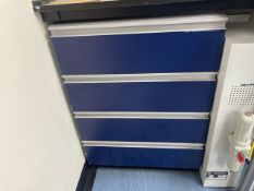 No Reserve - 4 Drawer Unit Blue Wood Drawers