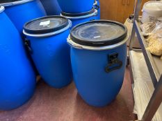No Reserve - Blue Plastic 60L Storage Drums x6