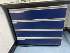 No Reserve - 4 Drawer Unit Blue Wood Drawers